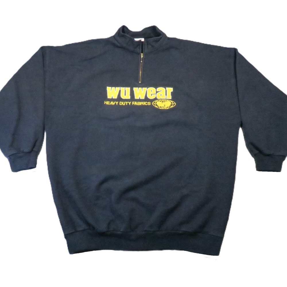 Wu Wear Wu Tang Sweatshirt 3XL Black Heavy Duty 1/4 Zip Vintage Streetwear 90s
